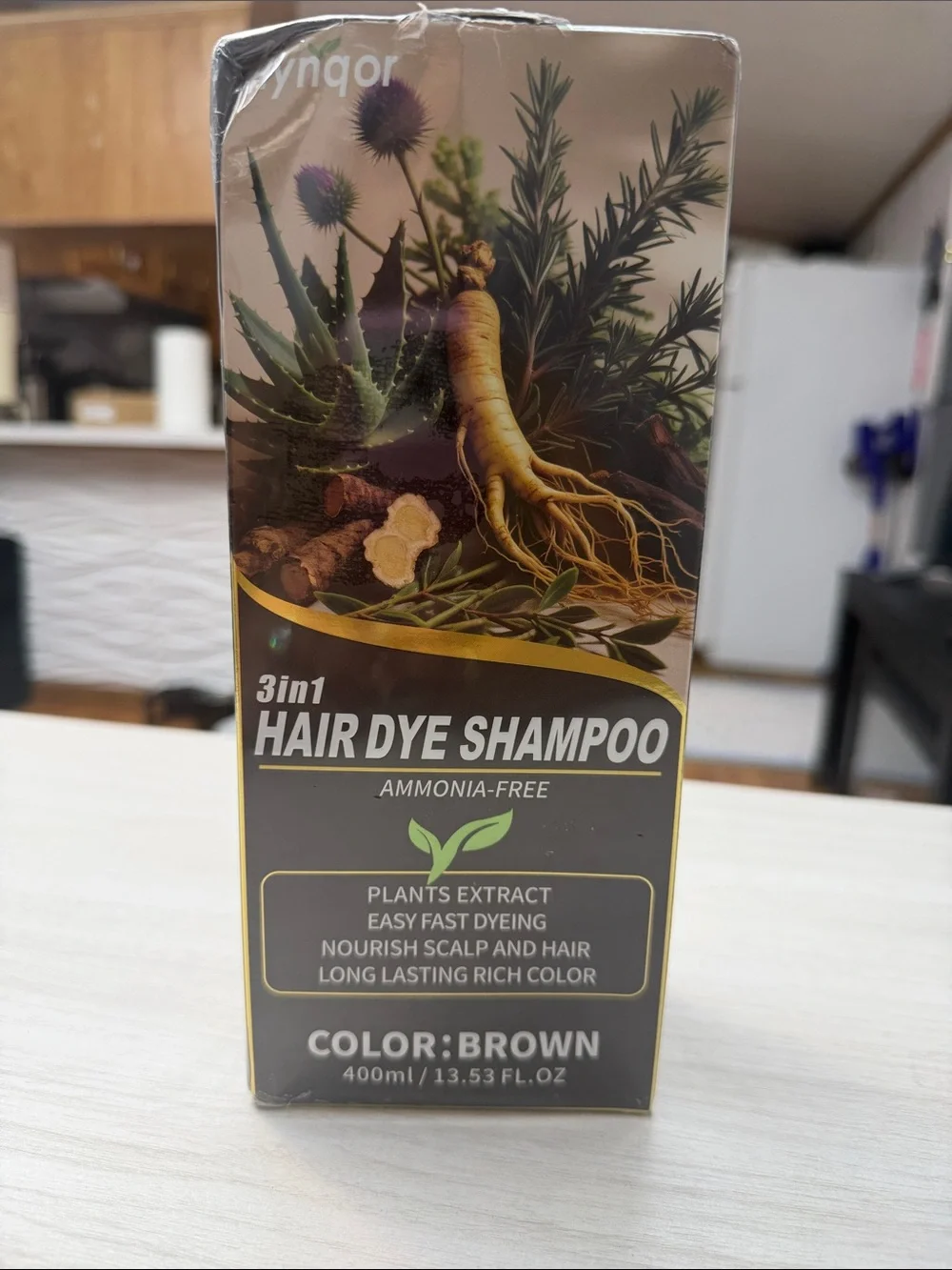 3in1 Hair Dye Shampoo - Brown (Ammonia-Free) by Ynqor